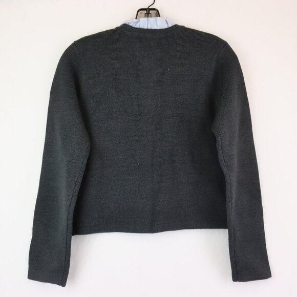 NWT Sandro Wool Blend Knit Cardigan w/ Detachable Ruffle Collar in Anthracite XS - Picture 2 of 10